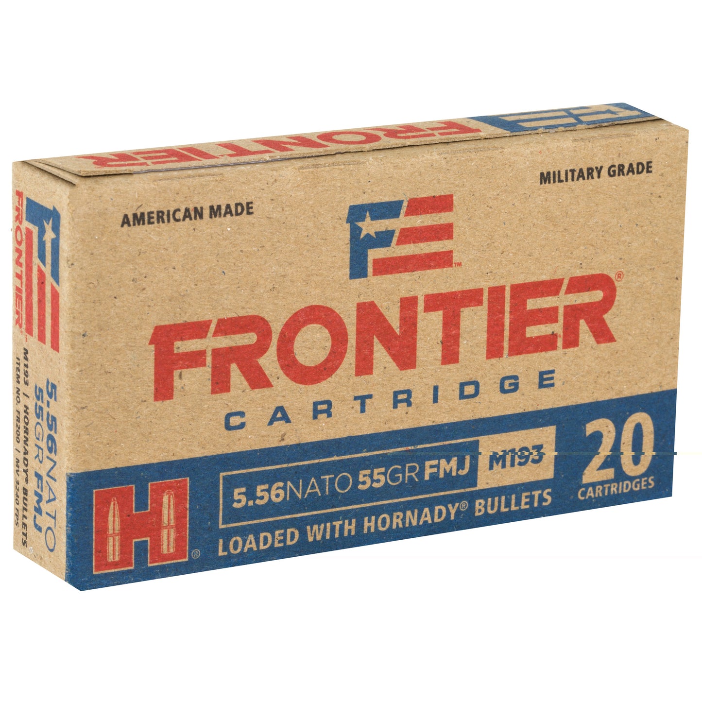 Frontier Cartridge, Lake City, 5.56 NATO, 55 Grain, FM193 | FMJ |  (20 Round Box)