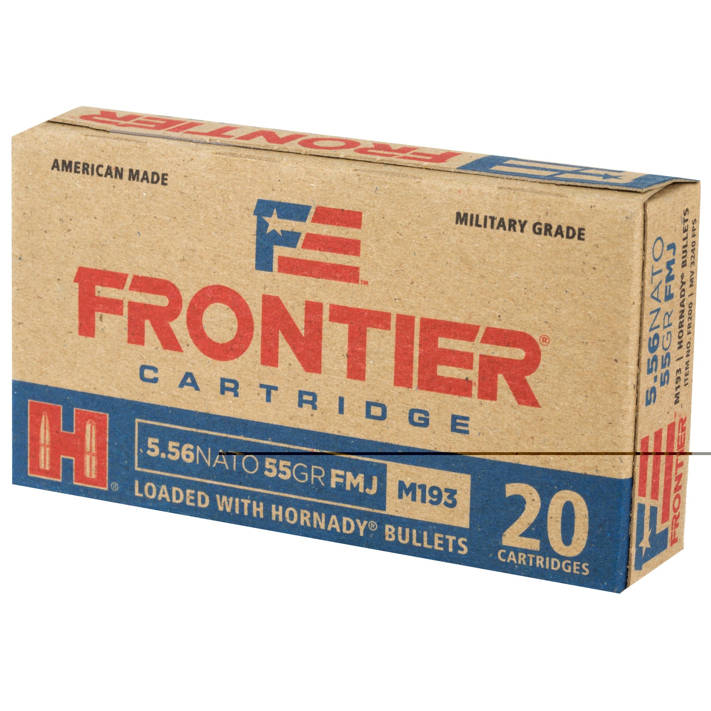 Frontier Cartridge, Lake City, 5.56 NATO, 55 Grain, FM193 | FMJ |  (20 Round Box)