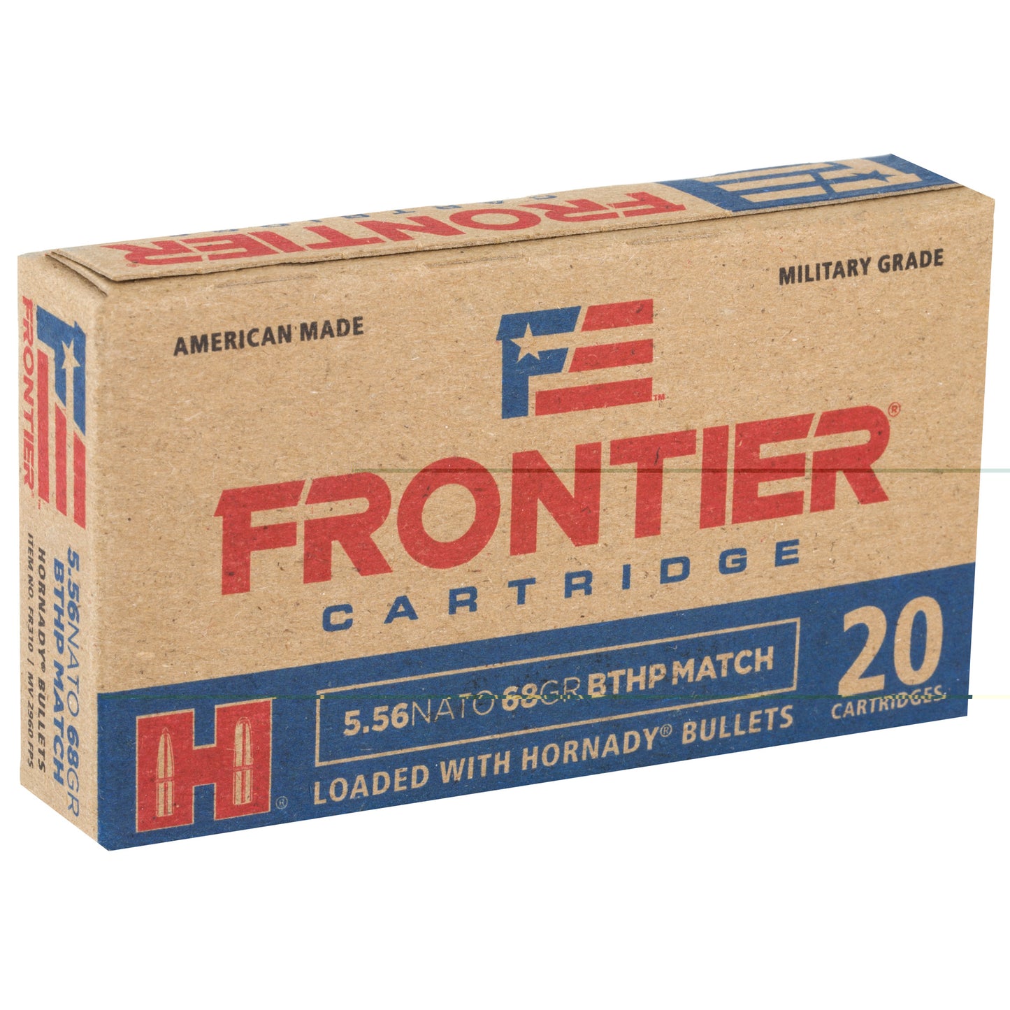 Frontier Cartridge, Lake City, 556 NATO, 68 Grain, Boat Tail Hollow Point  (20 Round Box)