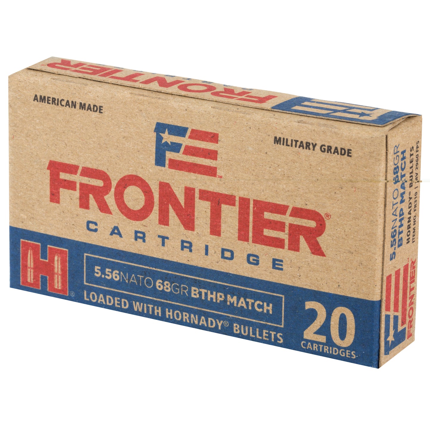 Frontier Cartridge, Lake City, 556 NATO, 68 Grain, Boat Tail Hollow Point  (20 Round Box)