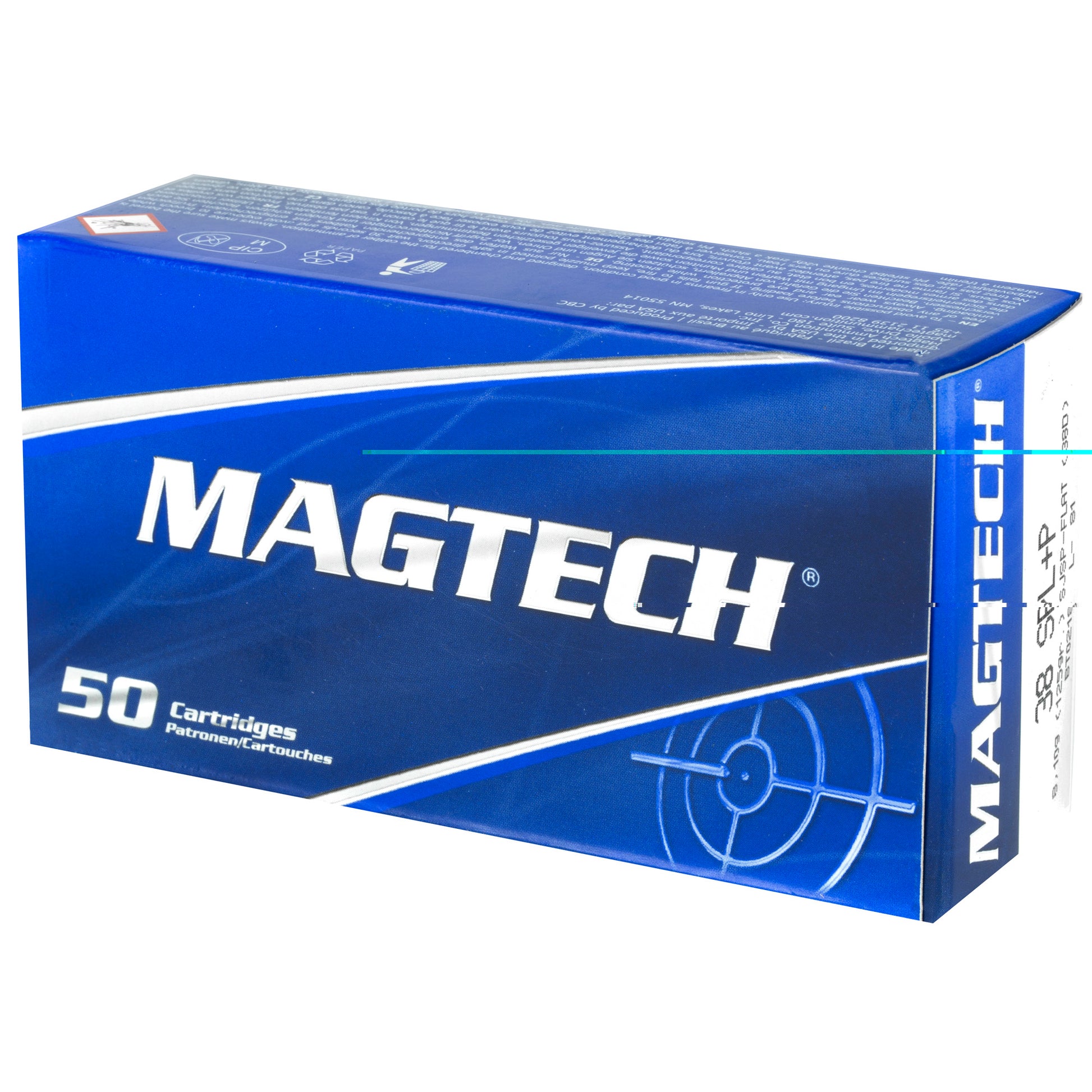 Magtech, .38 Special Overpressure Ammunition, SPL+P, 125 Grain | Semi Jacketed Soft Point Flat, SJSP-Flat | 50 Rounds per Box