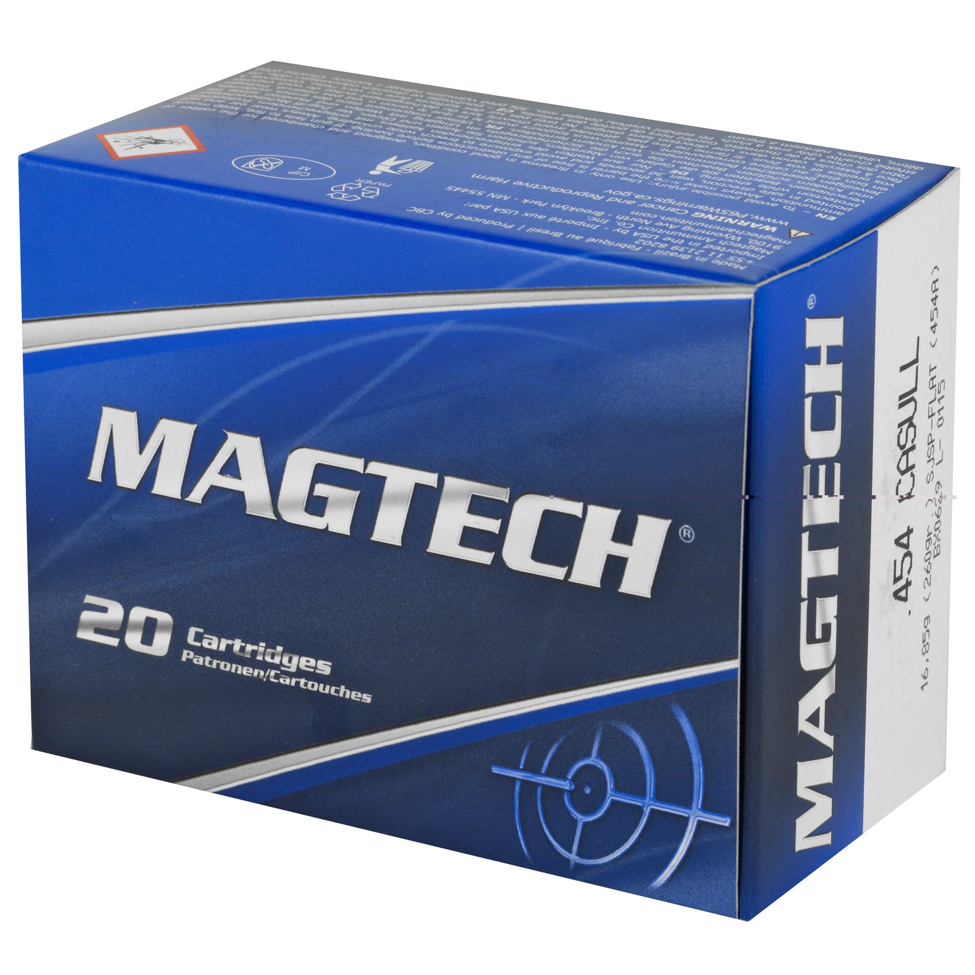 Magtech, 454 Casull, 260 Grain, Semi-Jacketed Soft Point, SJSP, 20 Rounds per Box 