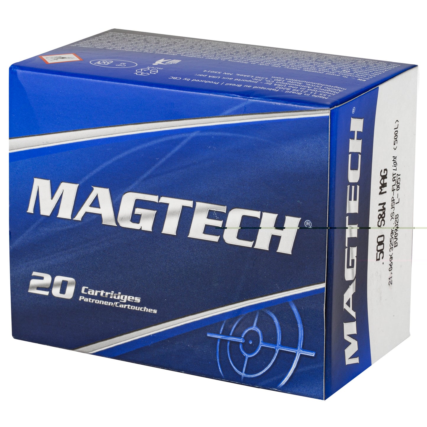 Magtech, 500 S&W, Magnum, Mag, 325 Grain, Semi-Jacketed Soft Point-Flat, SJSP-FLAT Light, 20 Rd Box 