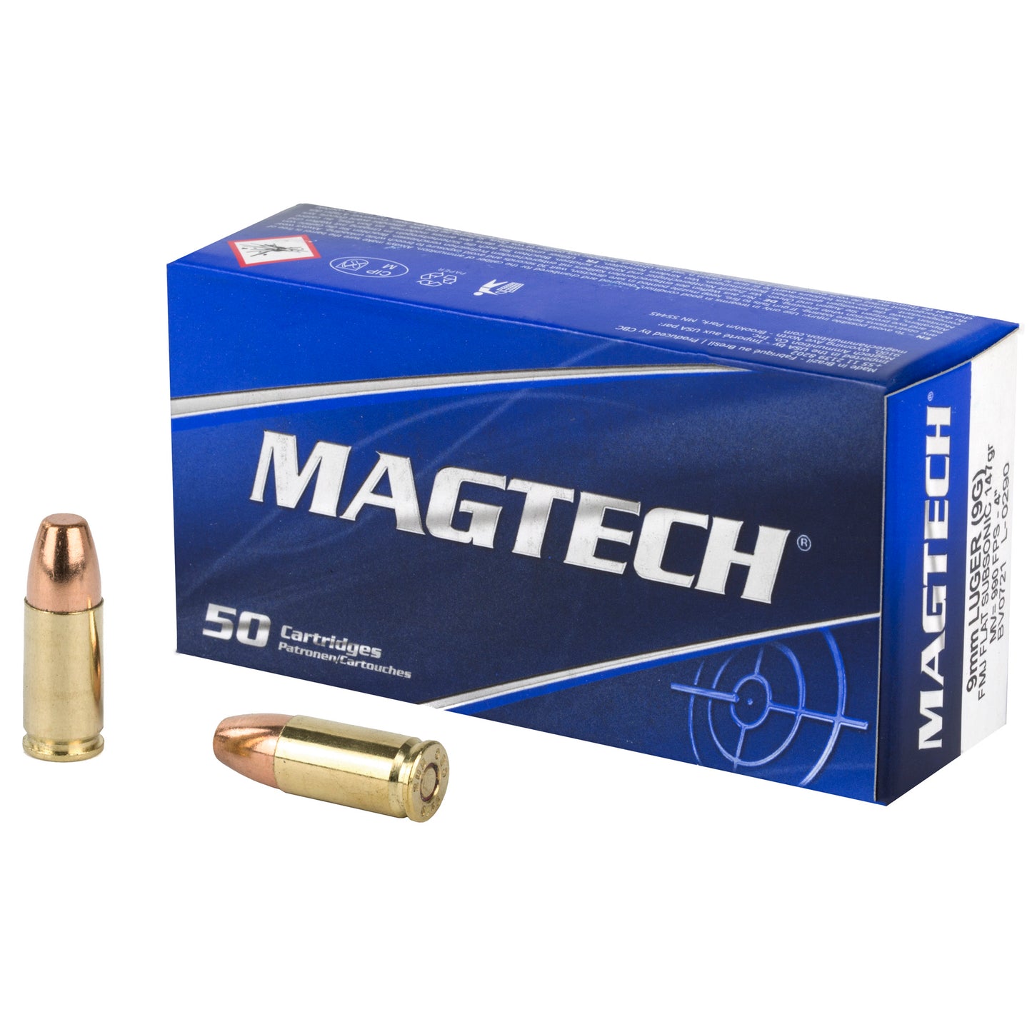 Magtech, 9mm Luger, 147 Grain | Full Metal Jacket Flat, FMJ-Flat  | Subsonic 50 Round Box 