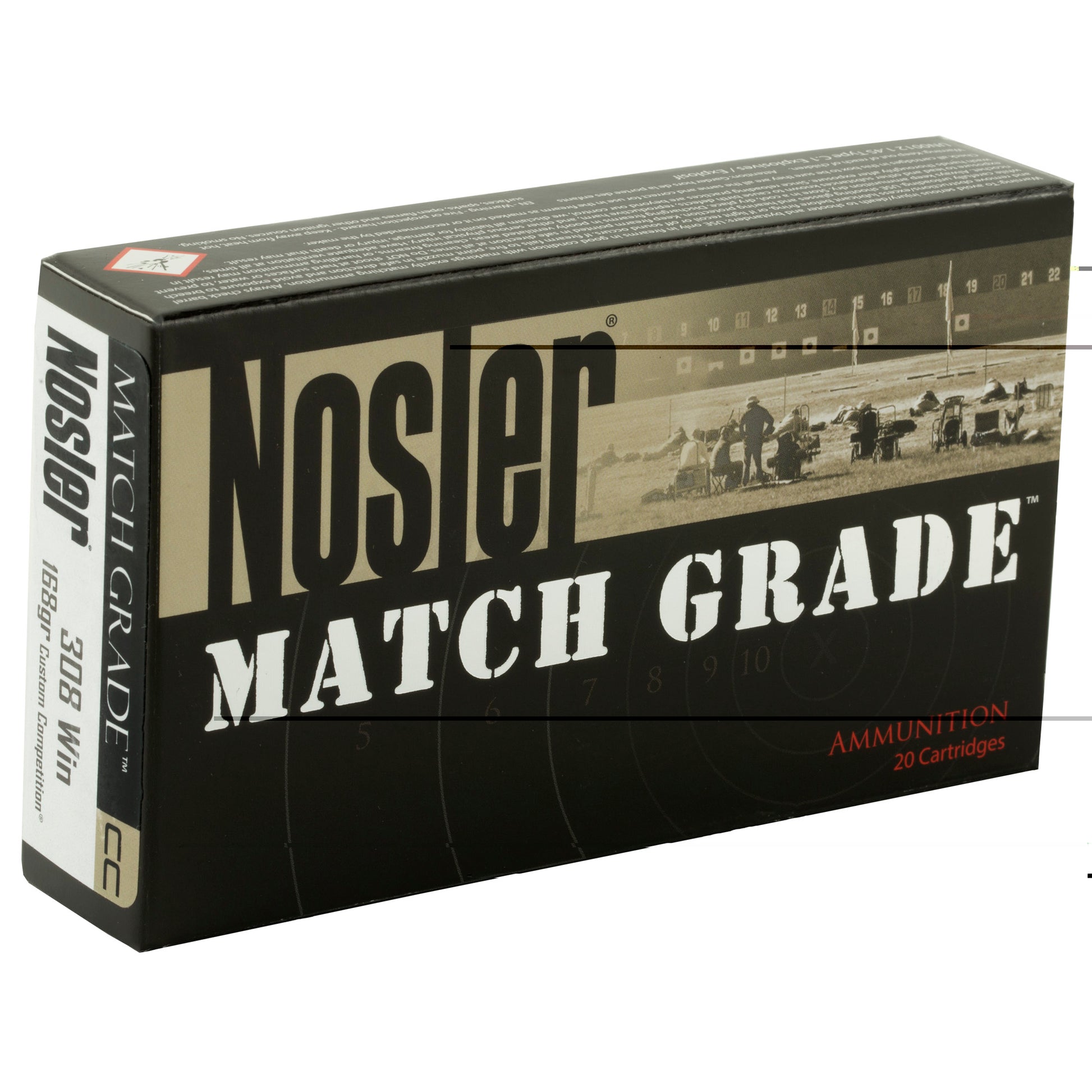 Nosler, Rifle, 308WIN, 168 Grain, Custom Competition, 20 Round Box