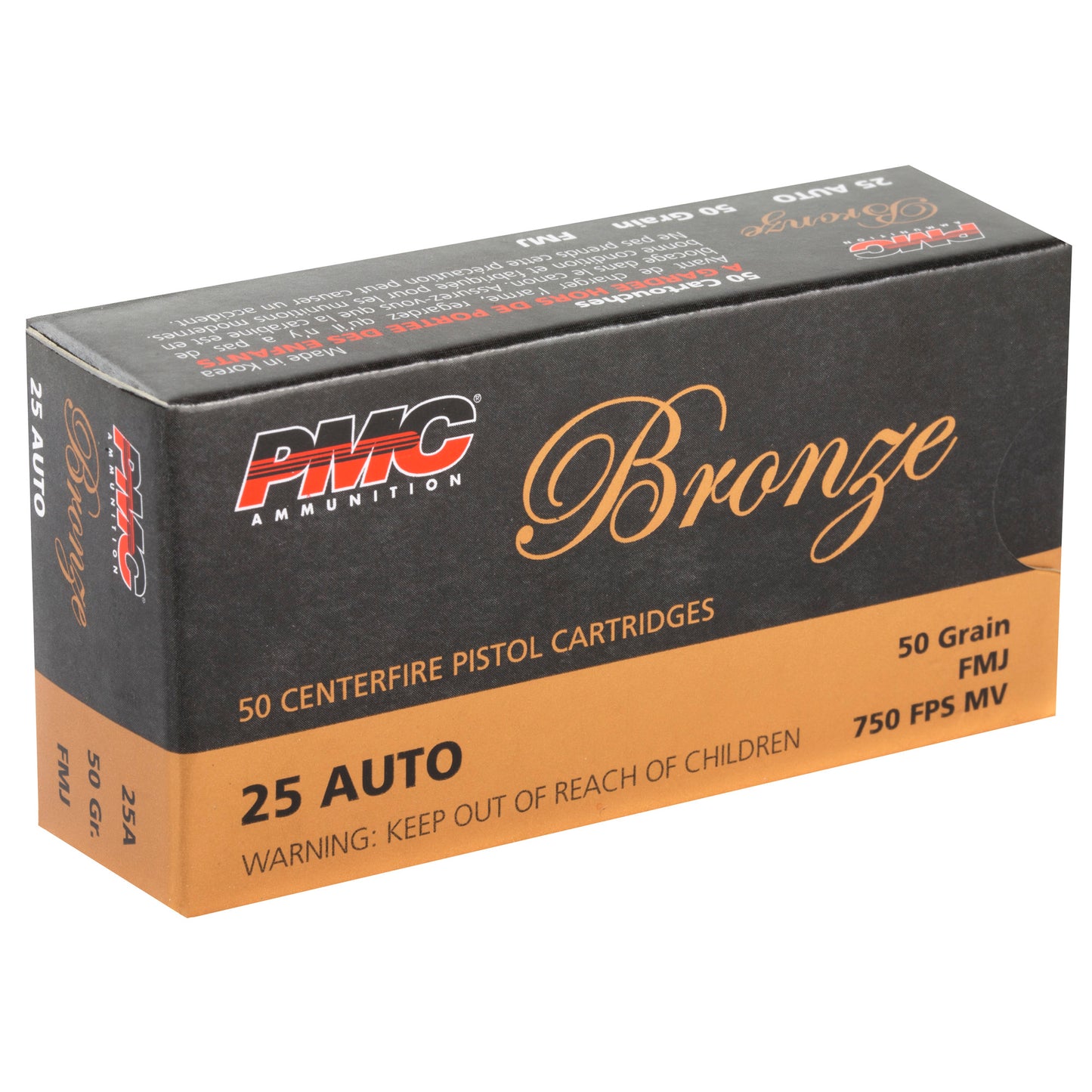 PMC Bronze, .25, Automatic Colt Pistol, ACP, 50grain | Full Metal Jacket, FMJ | 50 Rounds per Box