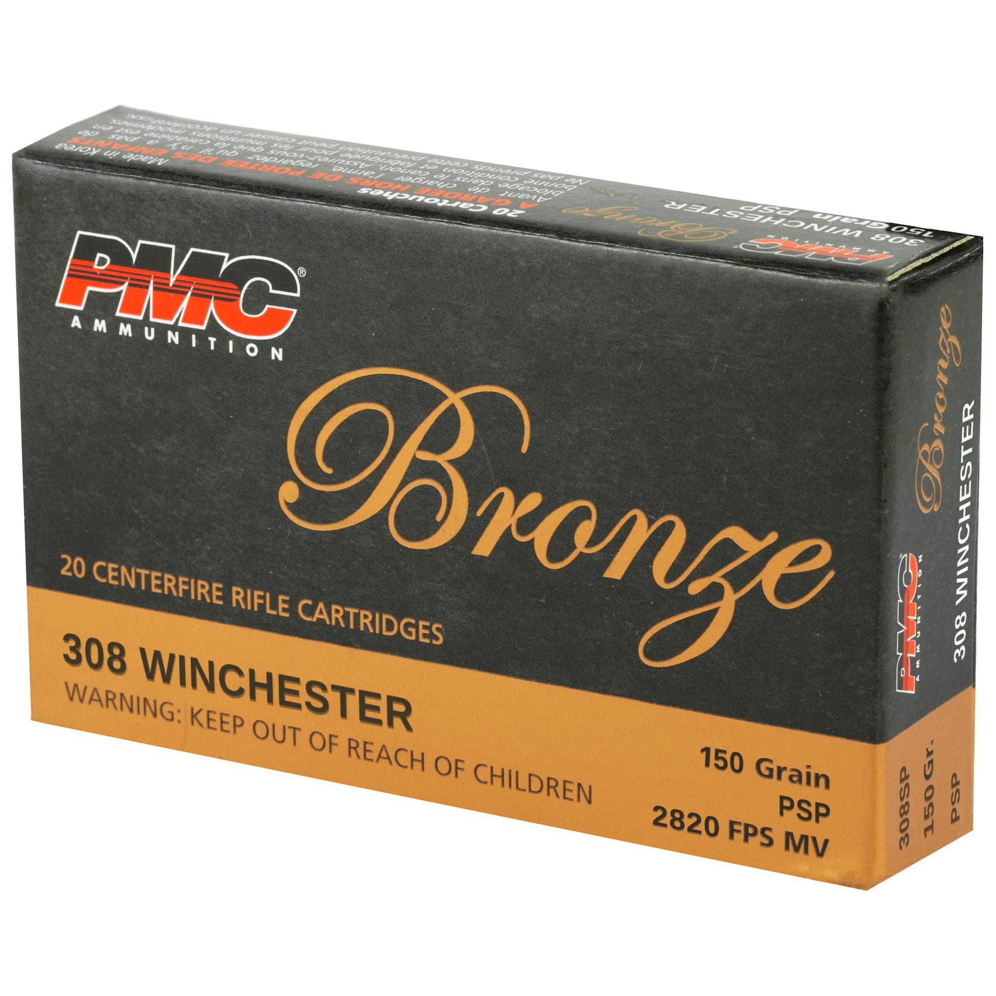 PMC Ammunition, Bronze, 308 Winchester, 150 Grain, Soft Point, 20 Round Box