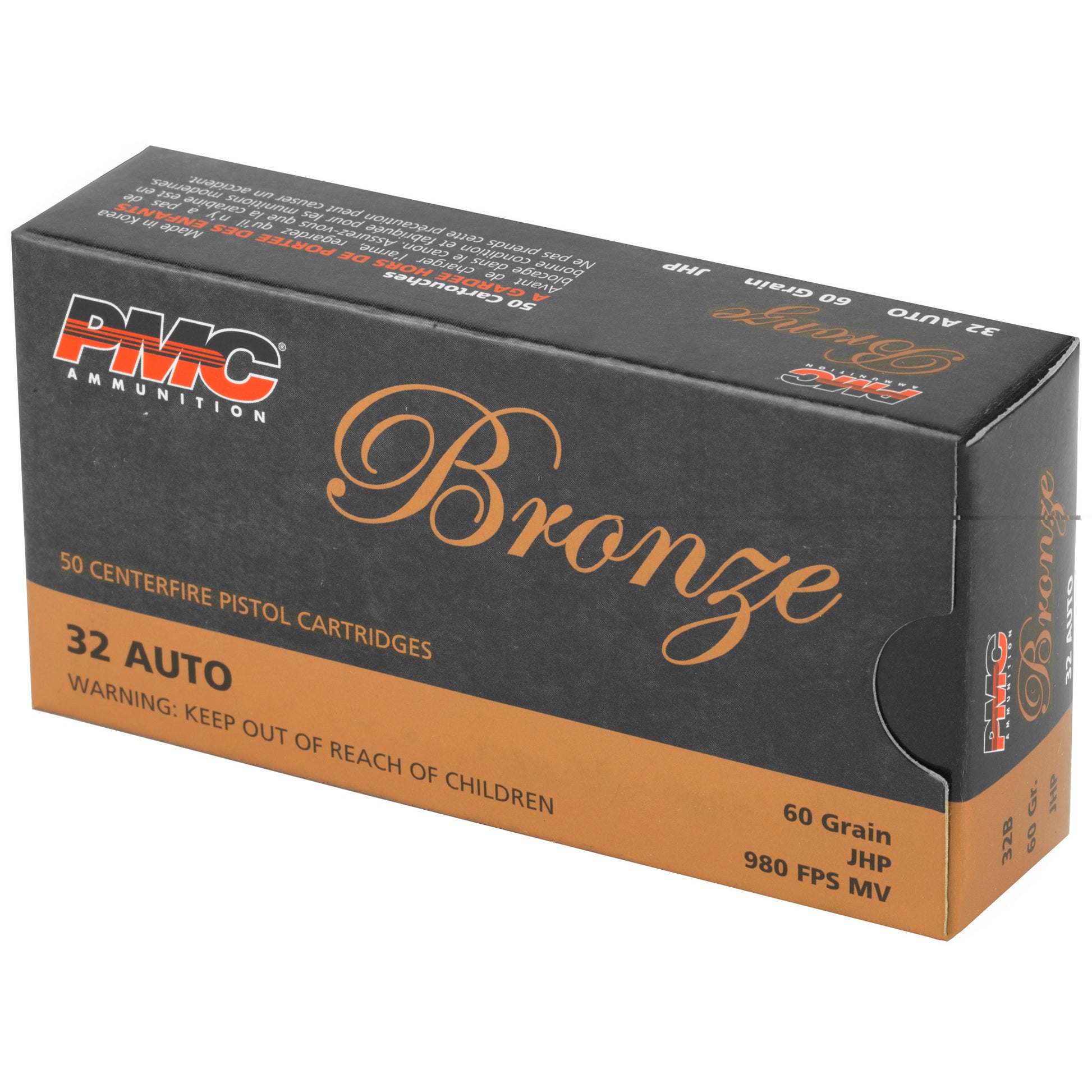 PMC Bronze, .32, Automatic Colt Pistol, ACP, 60grain | Jacket hollow point, JHP | 50 Rounds per Box