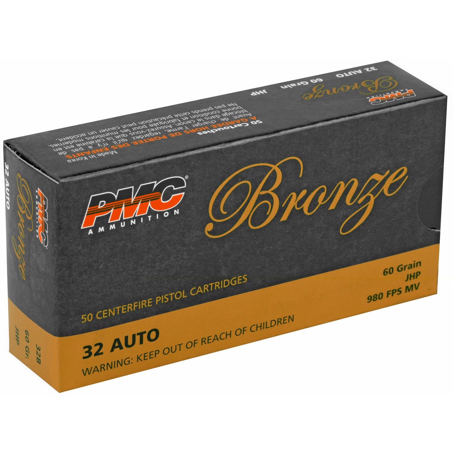 PMC Bronze, .32, Automatic Colt Pistol, ACP, 60grain | Jacket hollow point, JHP | 50 Rounds per Box