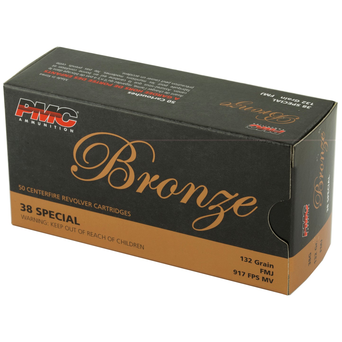 PMC Bronze, 38 Special, SPL, 132 Grain | Full Metal Jacket, FMJ|  50 Rounds per Box 