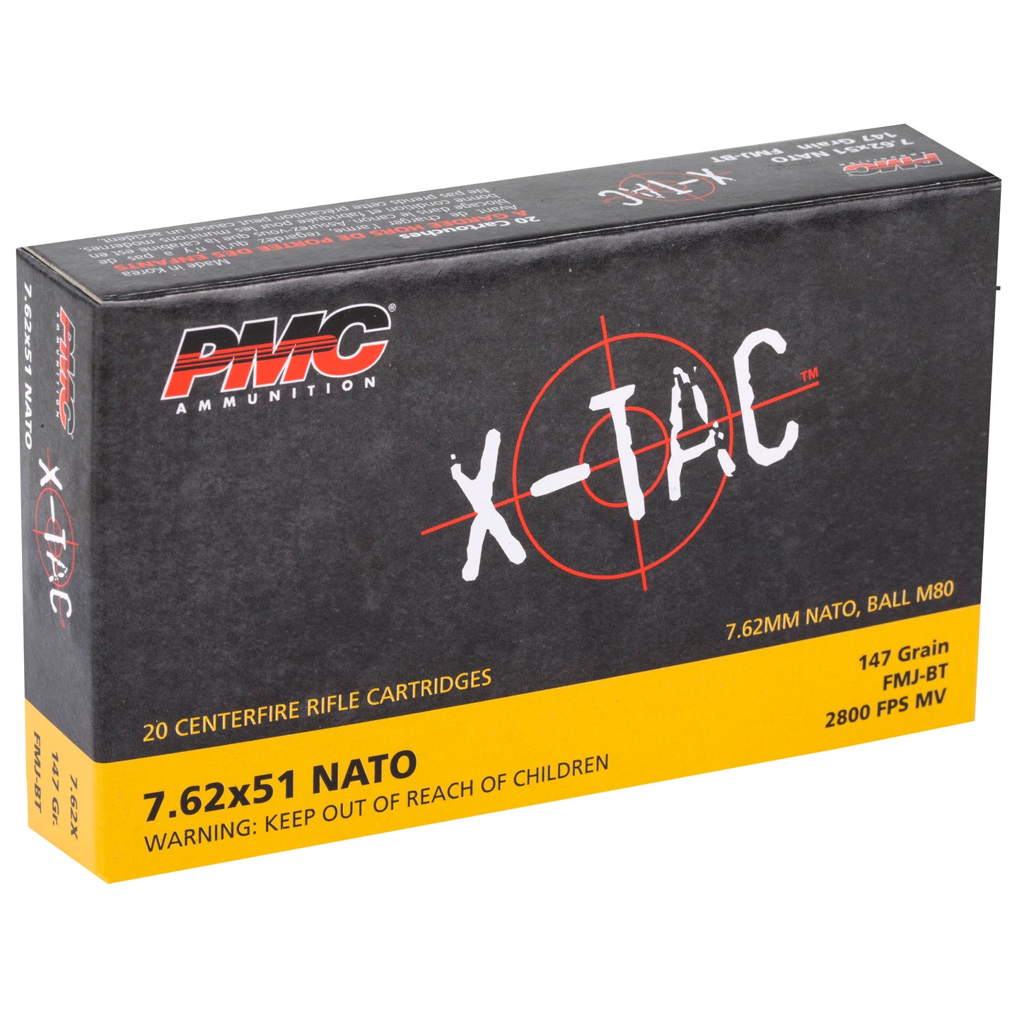 PMC Ammunition, XTAC, 762X51 NATO, 147 Grain | FMJ |  (20 Round Box)