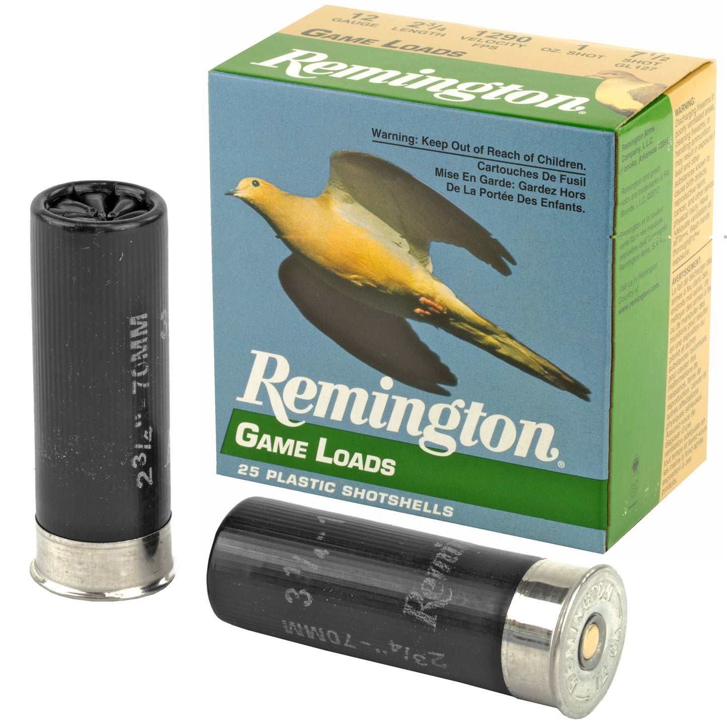 Remington, Game Load, 12 Gauge, 2.75", #7.5, 3.25 Dr, 1 oz.  (25 Round Box)