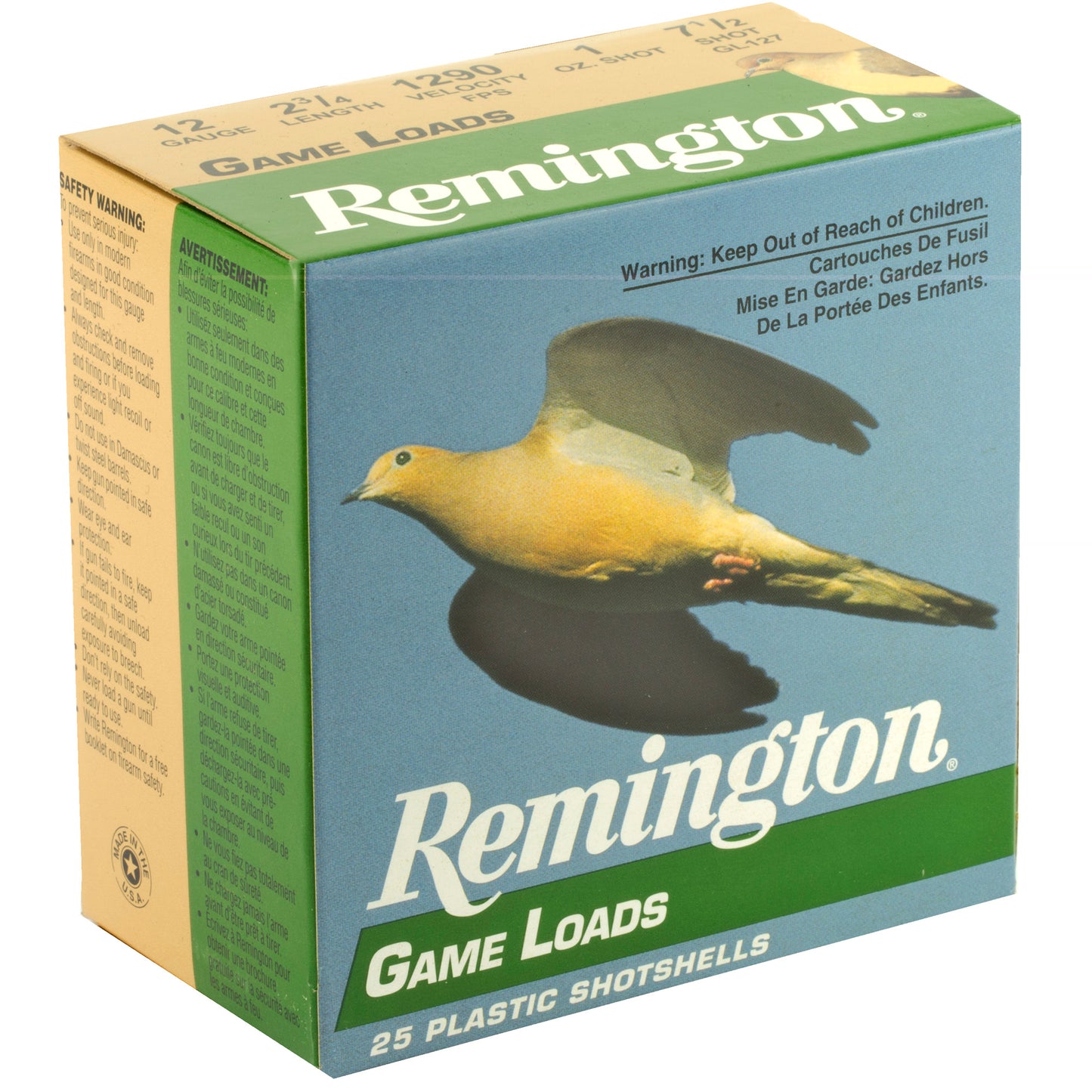 Remington, Game Load, 12 Gauge, 2.75", #7.5, 3.25 Dr, 1 oz.  (25 Round Box)