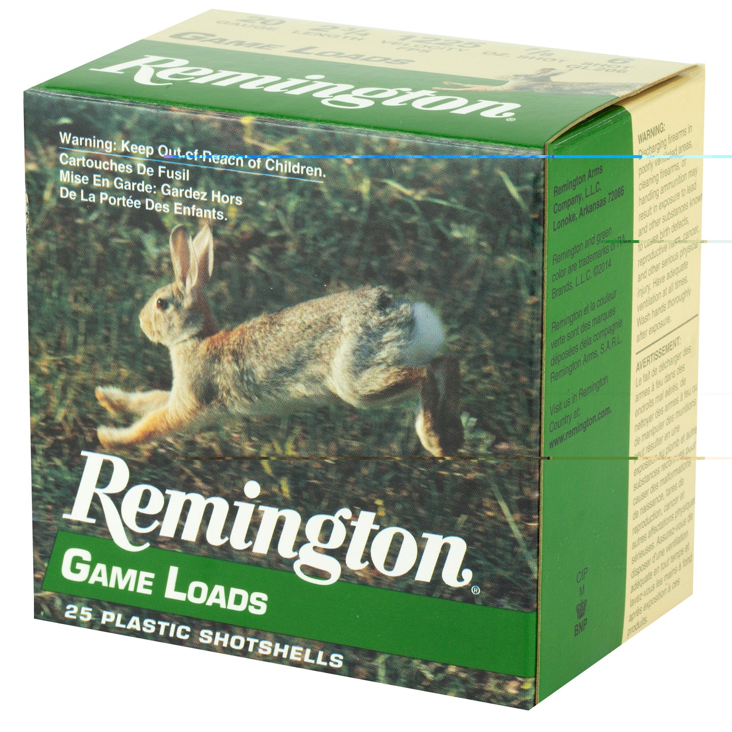 Remington, Game Load, 20 Gauge, 2.75", #6, 3.25 Dr, 7/8 oz.  (25 Round Box)