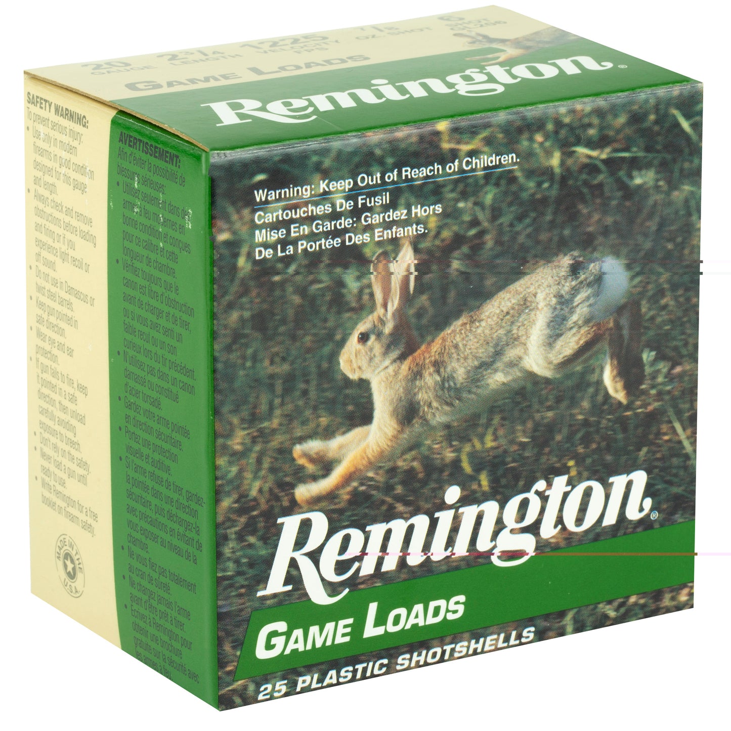 Remington, Game Load, 20 Gauge, 2.75", #6, 3.25 Dr, 7/8 oz.  (25 Round Box)