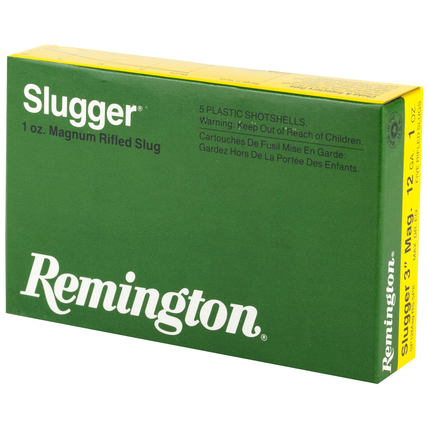 Remington, Slugger, 12 Gauge, 3", Max Dram, 1 oz., Rifled Slug  (5 Round Box)