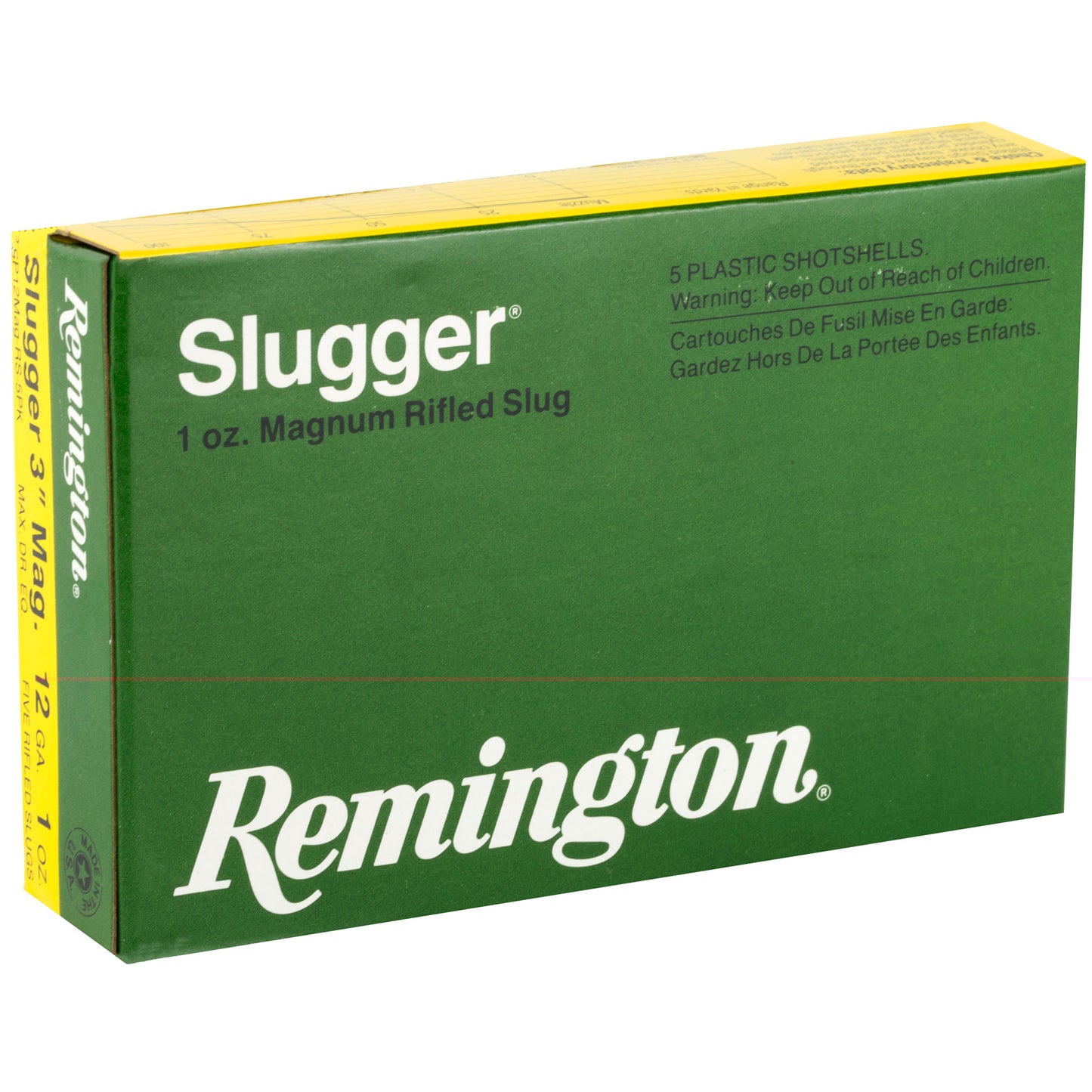 Remington, Slugger, 12 Gauge, 3", Max Dram, 1 oz., Rifled Slug  (5 Round Box)