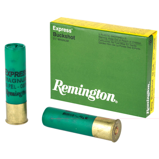 Remington, Express, 12 Gauge, 3.5", 00 Buck, Max Dram, Buckshot, 18 Pellets  (5 Round Box)