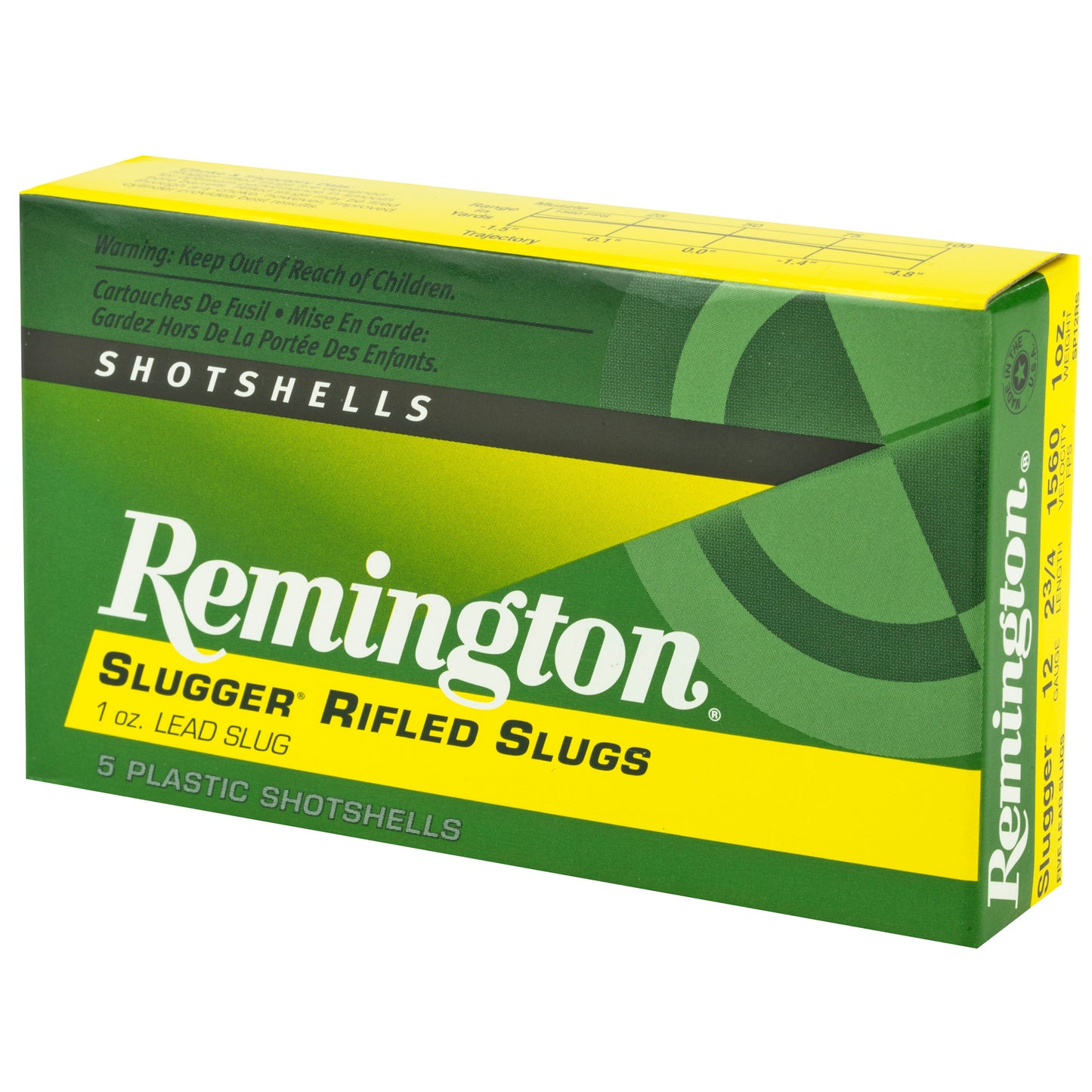 Remington, Slugger, 12 Gauge, 2.75", 1oz, Rifled Slug  (5 Round Box)