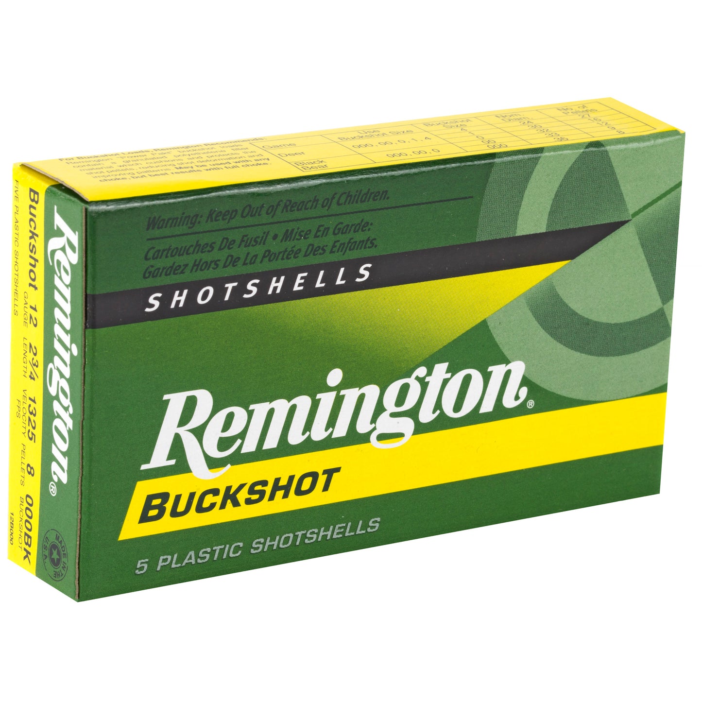 Remington, Express, 12 Gauge, 2.75", 000 Buck, 3 Dram, Buckshot, 10 Pellets  (5 Round Box)