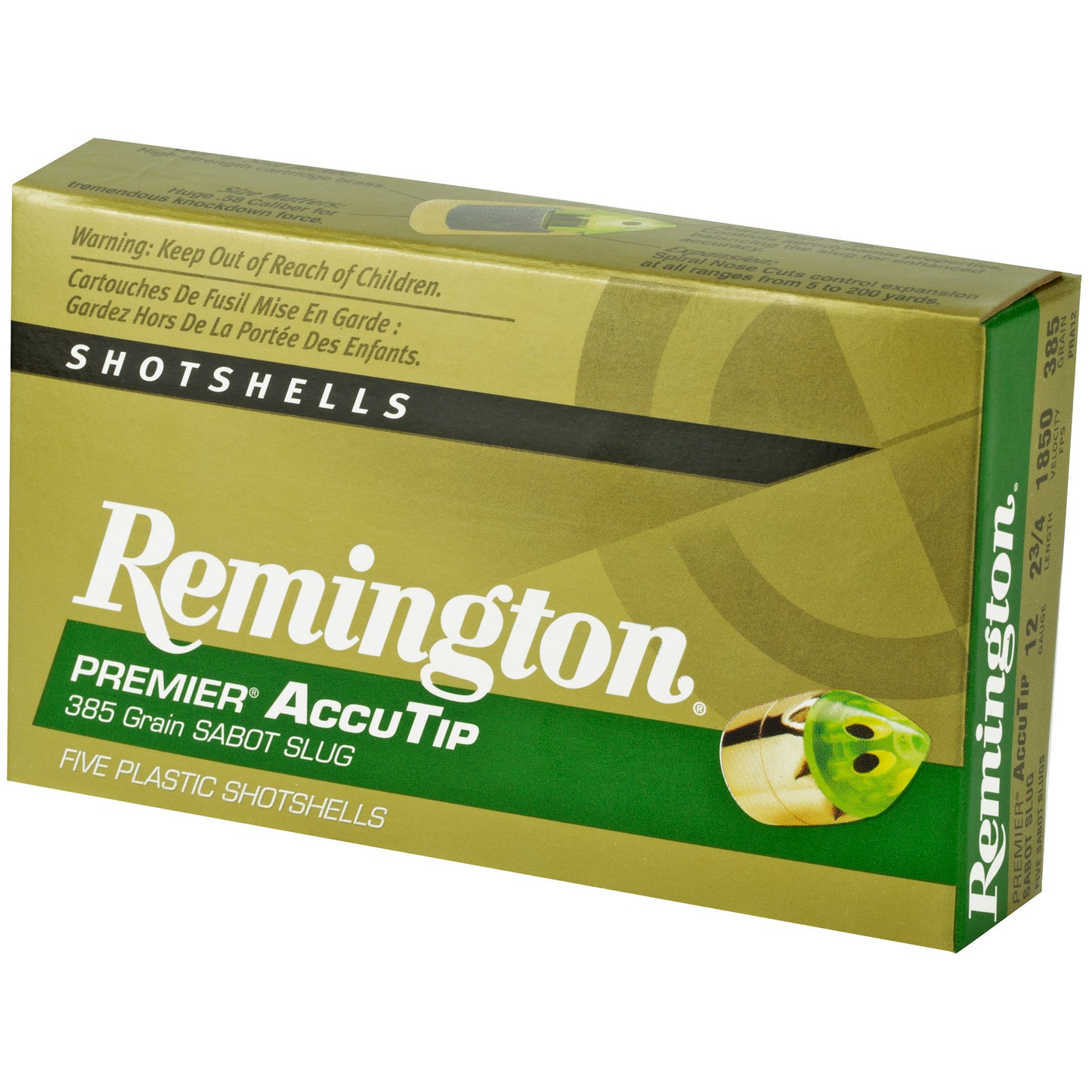 Remington, AccuTip, 12 Gauge, 2.75", 385 Grain, Sabot Slug  (5 Round Box)