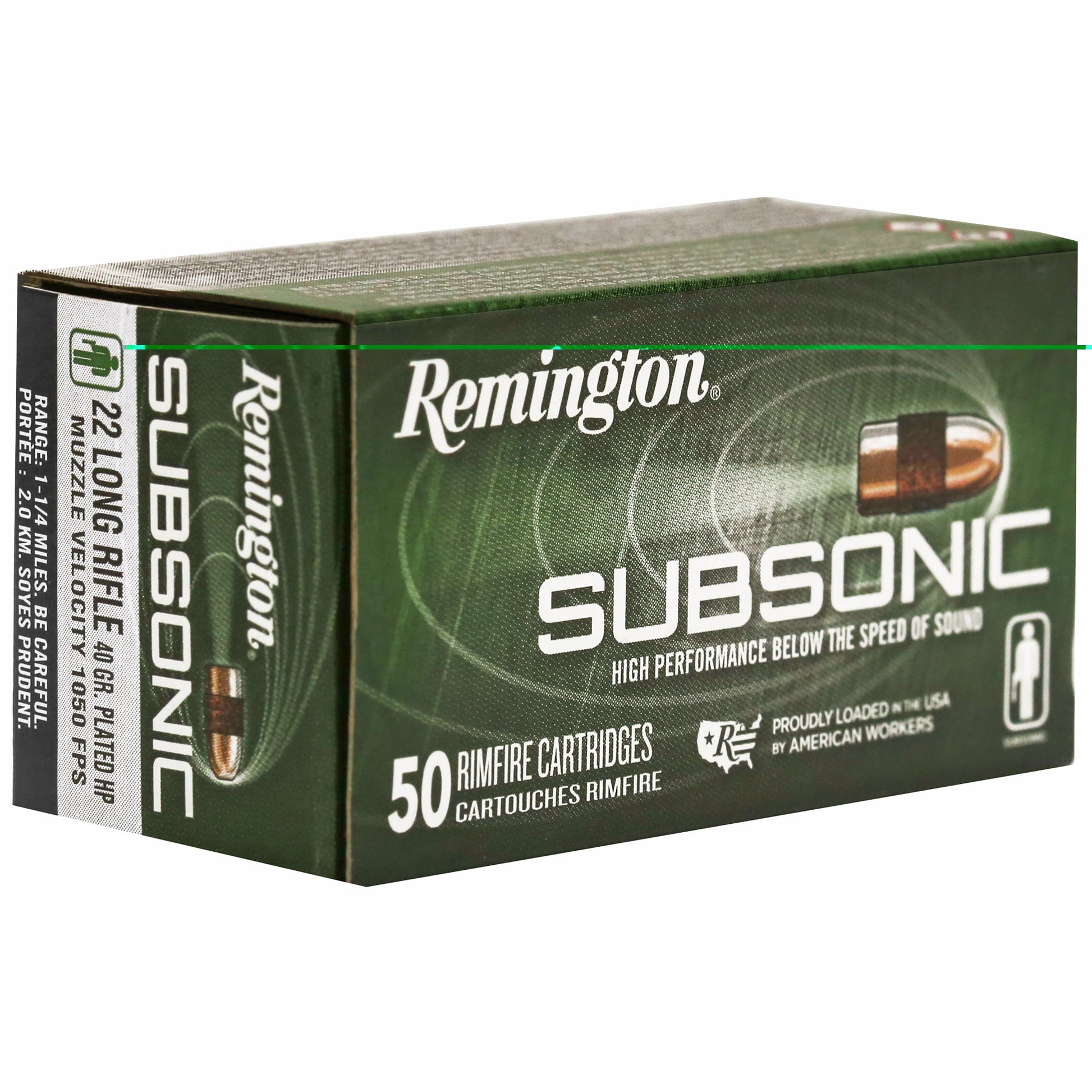 Remington, Subsonic,22 LR, 40 Grain, Copper Plated Hollow Point, 50 Round Box