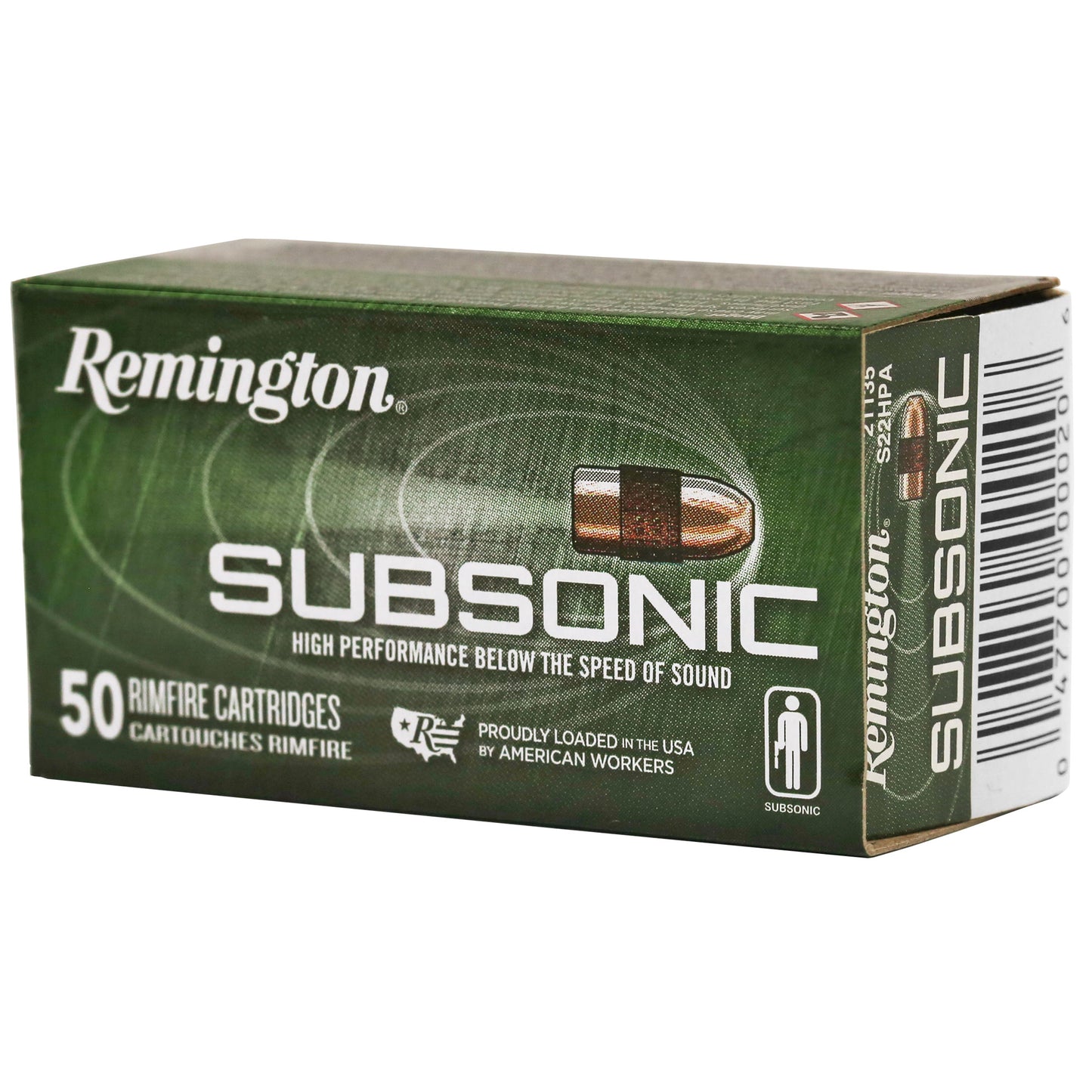 Remington, Subsonic,22 LR, 40 Grain, Copper Plated Hollow Point, 50 Round Box