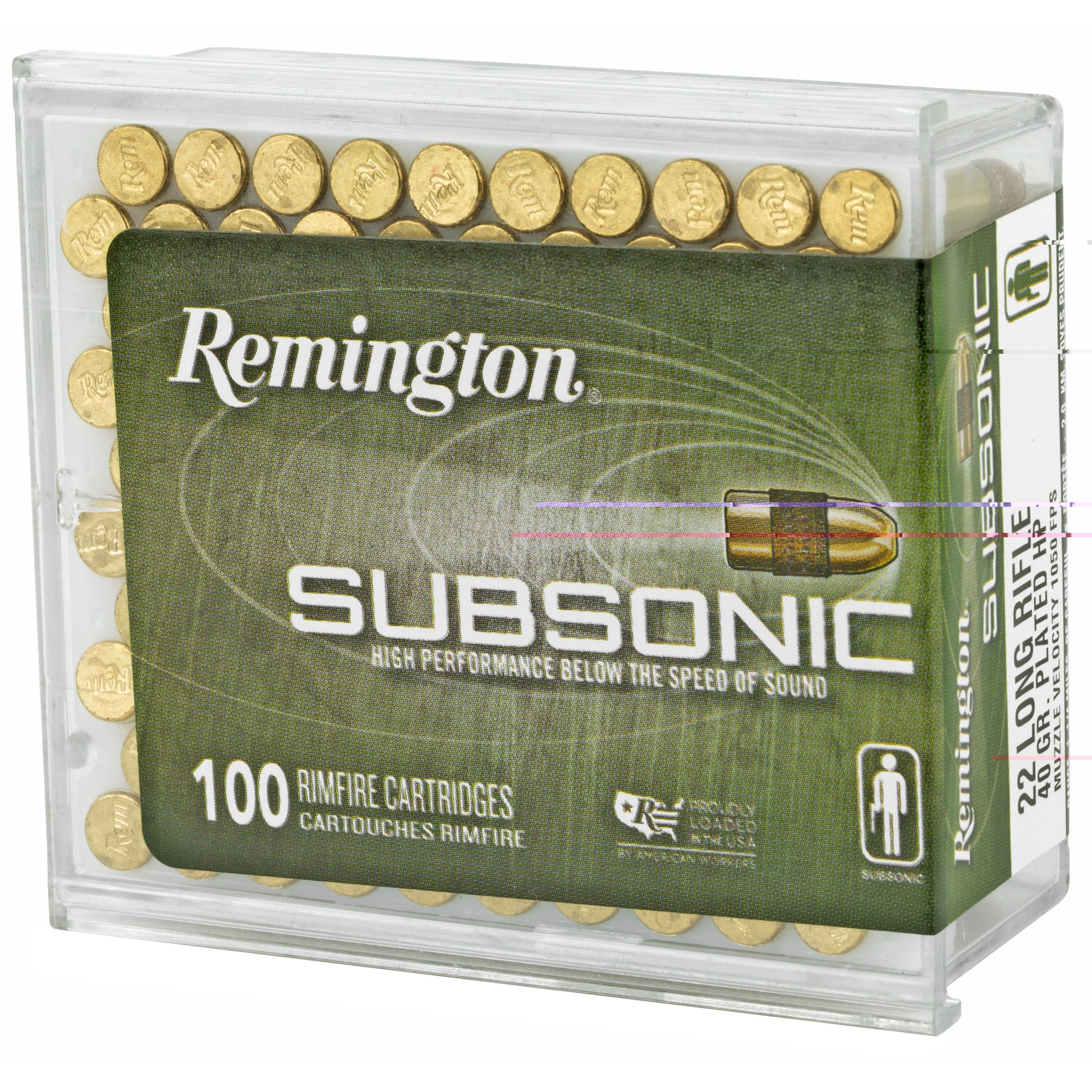 Remington, Subsonic, 22 LR, 40 Grain, Copper Plated Hollow Point, 100 Round Box