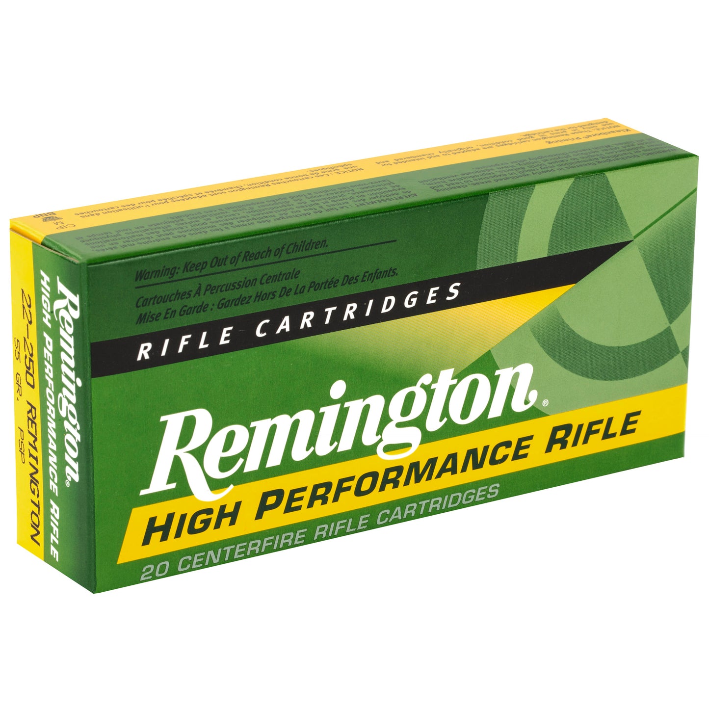 Remington 22-250 55Gr Pointed Soft Point (20 Round Box)