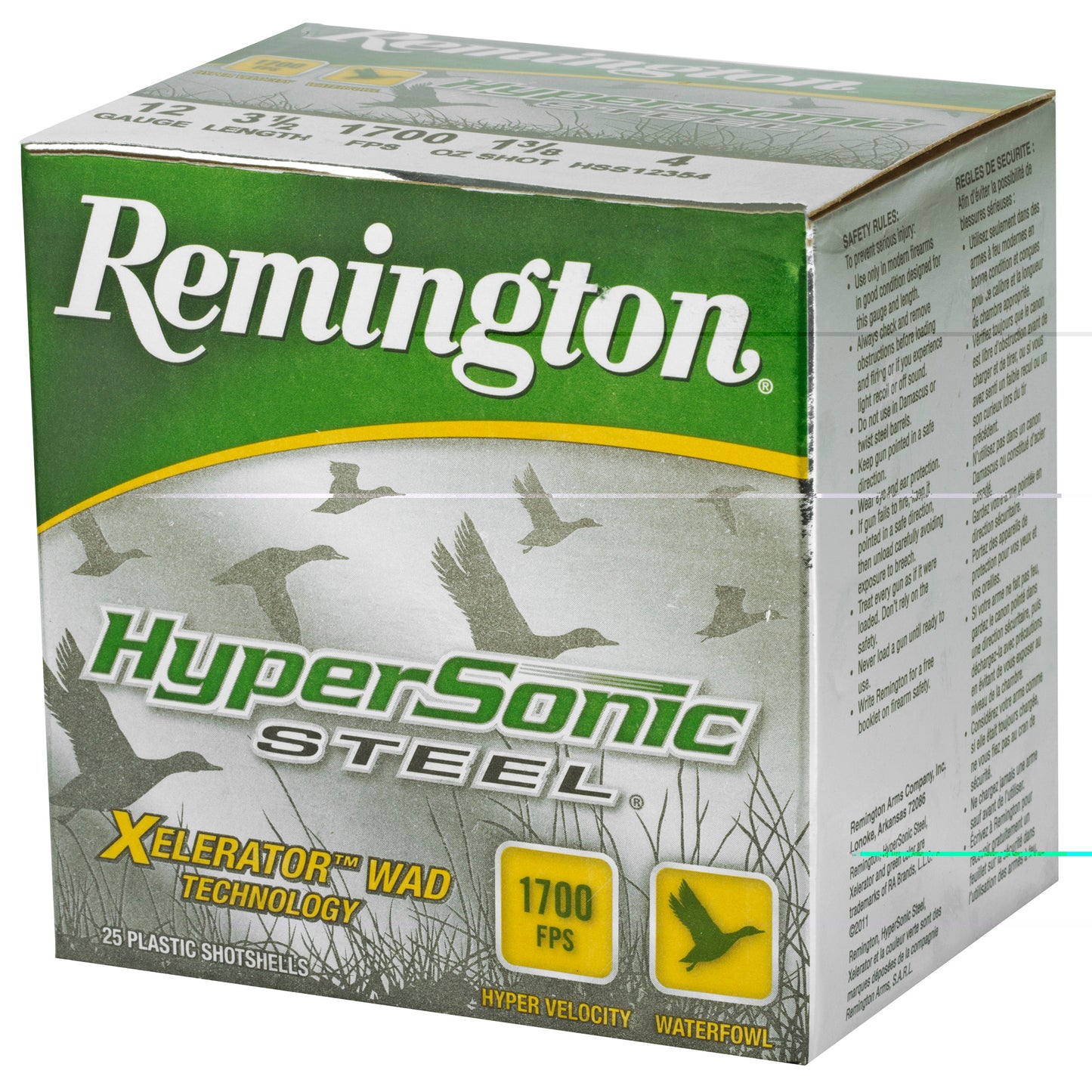 Remington, HyperSonic, 12 Gauge, 3.5", 1.375 oz., Steel, #4, Lead Free  (25 Round Box)