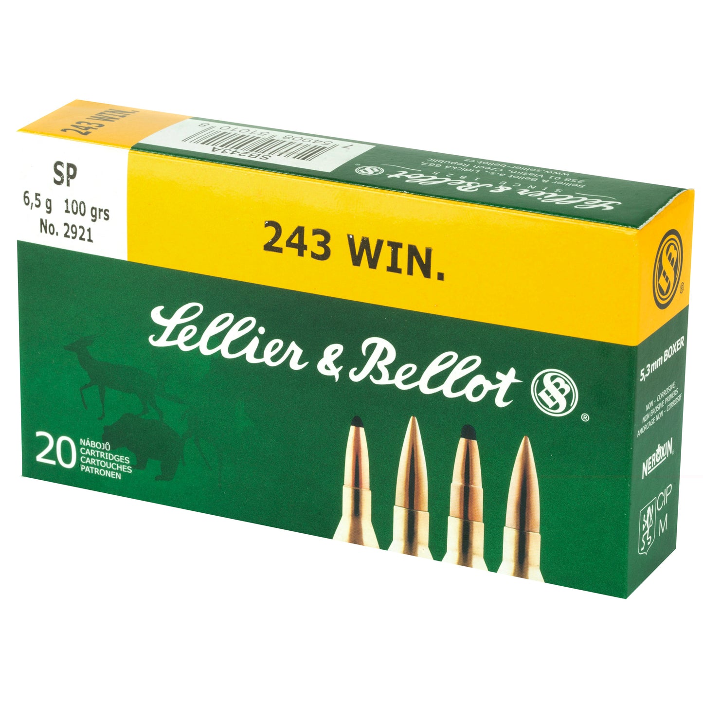 Sellier & Bellot, Rifle, 243WIN, 100 Grain | SP |  (20 Round Box)