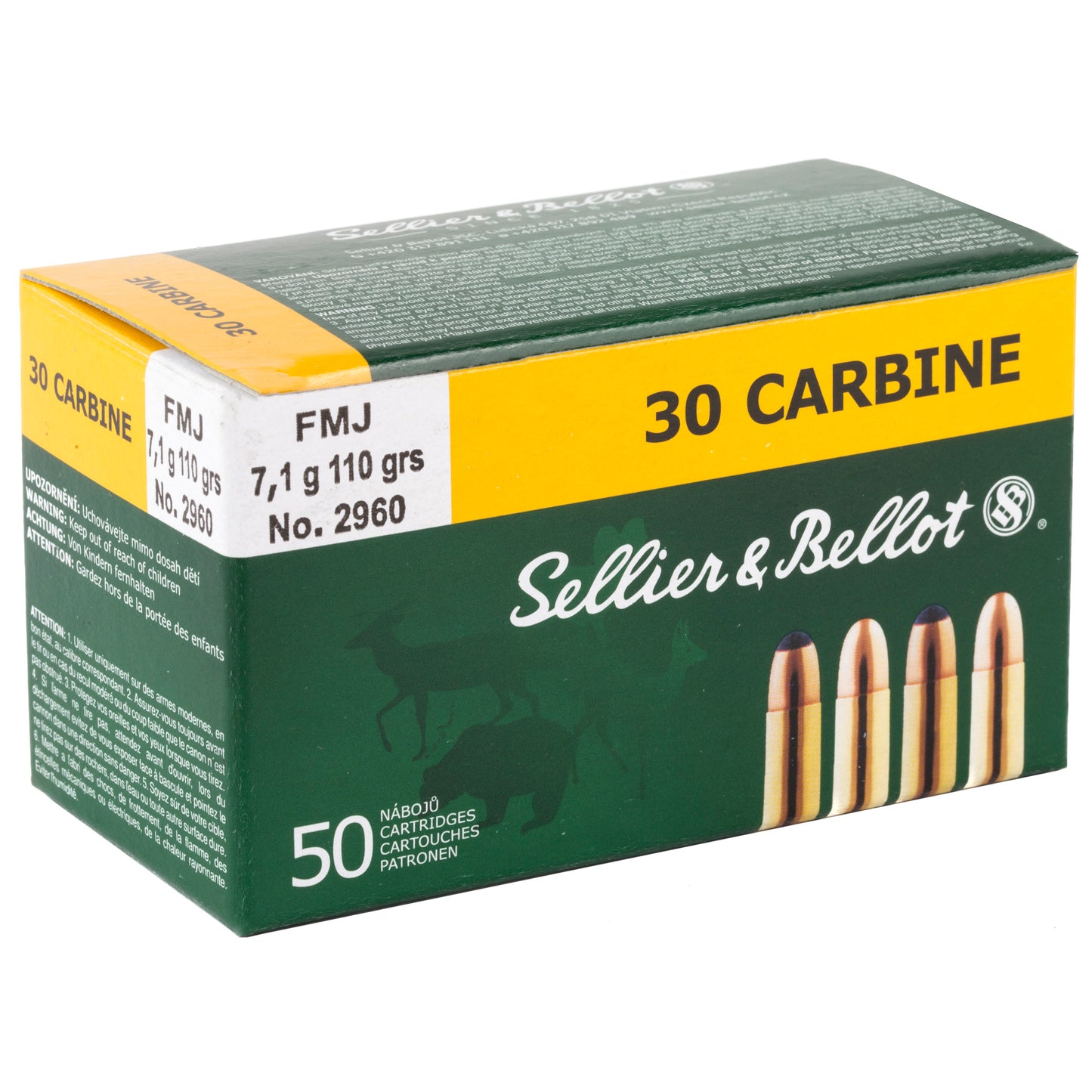 Sellier & Bellot, Rifle, 30 Carbine, 110 Grain, Full Metal Jacket  (50 Round Box)