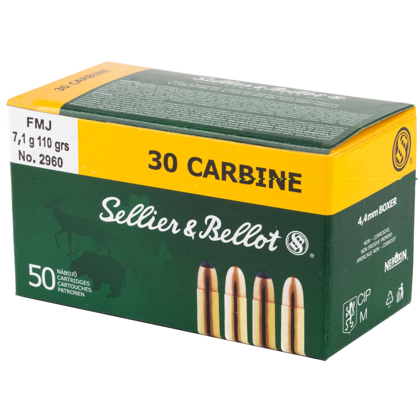 Sellier & Bellot, Rifle, 30 Carbine, 110 Grain, Full Metal Jacket  (50 Round Box)