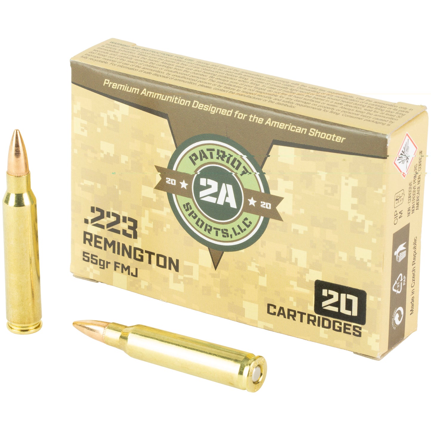 Patriot Sports 223 Remington 55Gr Full Metal Jacket (20 Round Box)