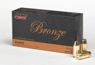 PMC Bronze .45 Auto Handgun Ammo - 185 Grain | Jacketed Hollow Point, JHP, 50 Rounds per Box