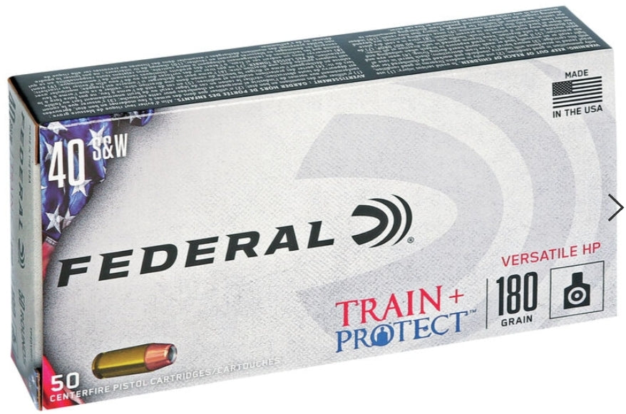 Federal, Train + Protect, 180 Grain | Versatile hollow Point, VHP |  50 Rounds per Box 