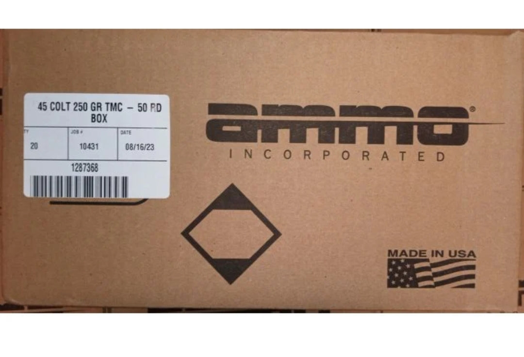 Ammo Inc Signature, .45 Long Colt, Handgun Ammo - 250 Grain | Total Metal Coating, TMC | 50 Rounds per Box, 20 Boxes per Case