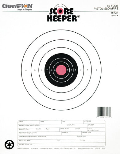 Champion Scorekeeper 50 Ft - Pistol Slowfire Org/blk 12-pk