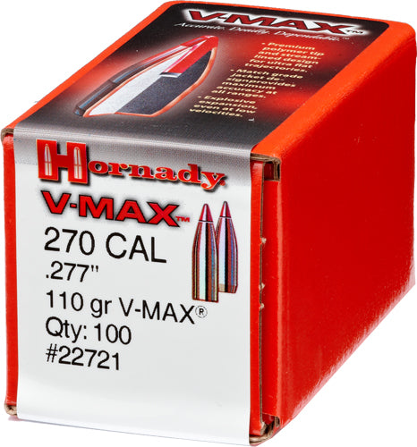 Hornady Bullets 270 Cal .277 - 110gr V-max W/cannelure 100ct