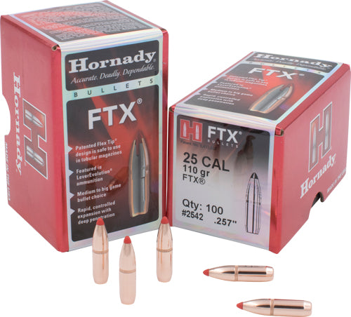 Hornady Bullets 25 Cal .257 - 110gr Ftx 100ct 30bx/cs