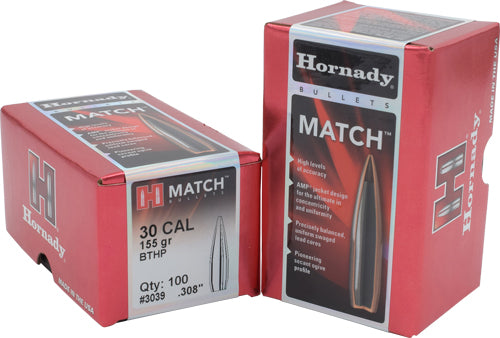 Hornady Bullets 30 Cal 308 155 - Gr Jhp-bt Match 100ct 15bx/cs