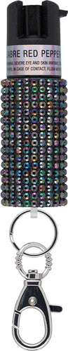 Sabre Jeweled Pepper Spray W/ - Snap Clip/twist Lock Black