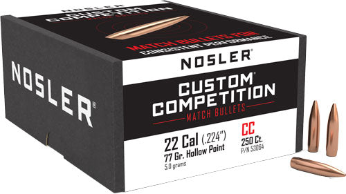 Nosler Bullets 22 Cal .224 - 77gr Hp-bt Custom Comp. 250ct