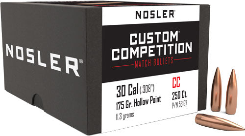 Nosler Bullets 30 Cal .308 - 175gr Hp-bt Custom Comp. 250c!