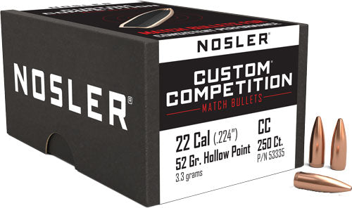 Nosler Bullets 22 Cal .224 - 52gr Hp-bt Custom Comp. 250ct