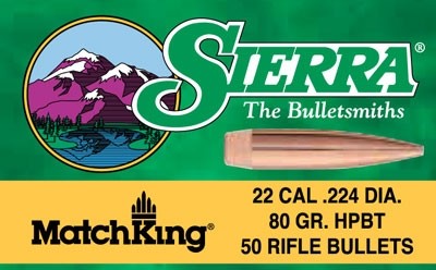 Sierra Bullets .22 Cal .224 - 80gr Hpbt 50ct