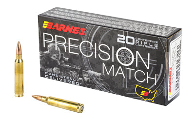 Barnes, Precision Match, 556NATO, 69 Grain, Open Tip Match Boat Tail  (20 Round Box)