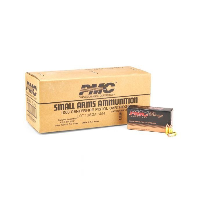 PMC Bronze, .380, Automatic Colt Pistol, ACP, Auto Handgun Ammo - 90 Grain | Full Metal Jacket, FMJ, 50 Rounds per Box