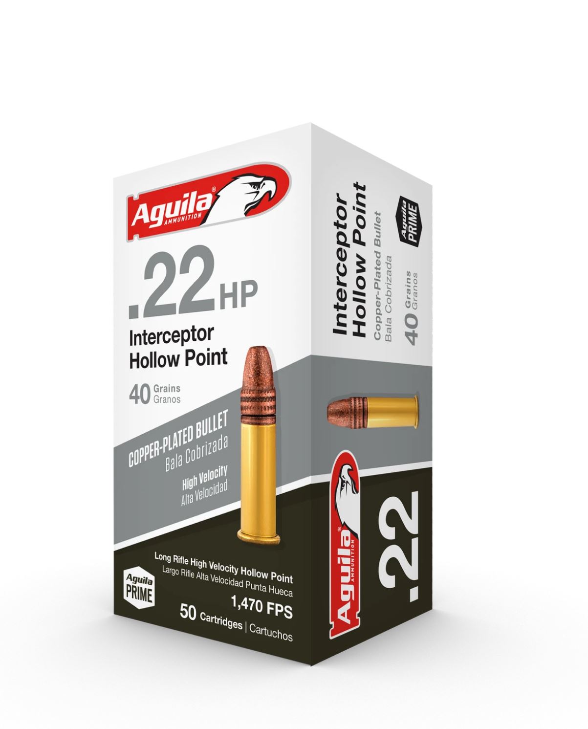 Aguila Ammunition .22 LR Interceptor Rifle Ammo - 40 Grain | Copper Plated Hollow Point | (50 Round Box)