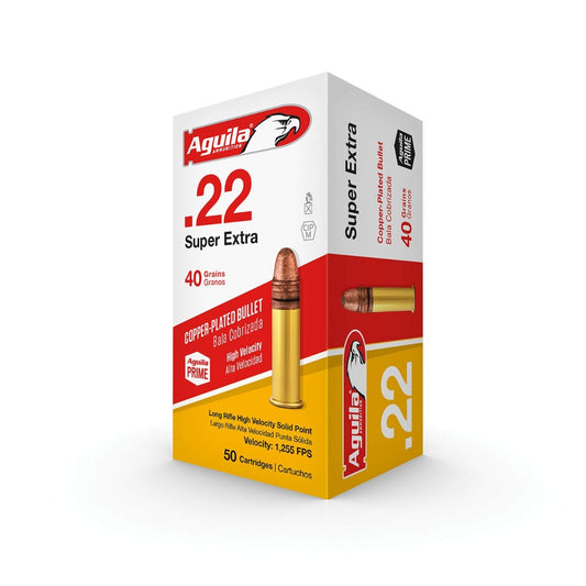 Aguila Ammunition .22 LR High Velocity Rifle Ammo - 40 Grain | Copper Plated Solid Point | (50 Round Box)